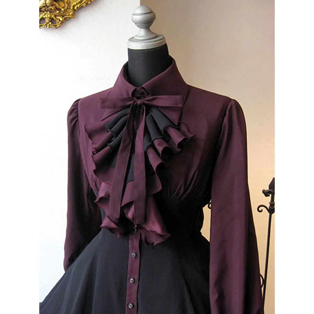 Women Medieval Vintage Lolita Dress XS3XL Gothic Long Sleeves Ruffle Classic Renaissance Bow Buttons Wrinkle Sweet 240717