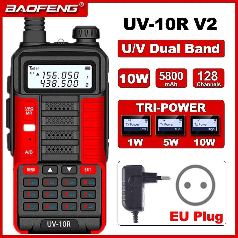Walkie Talkie Baofeng UV-10R V2 Professional walkie-talkie 10W High Power Dual Band 2 way CB Ham Radio hf Transceiver VHF UHF better than UV5RL247
