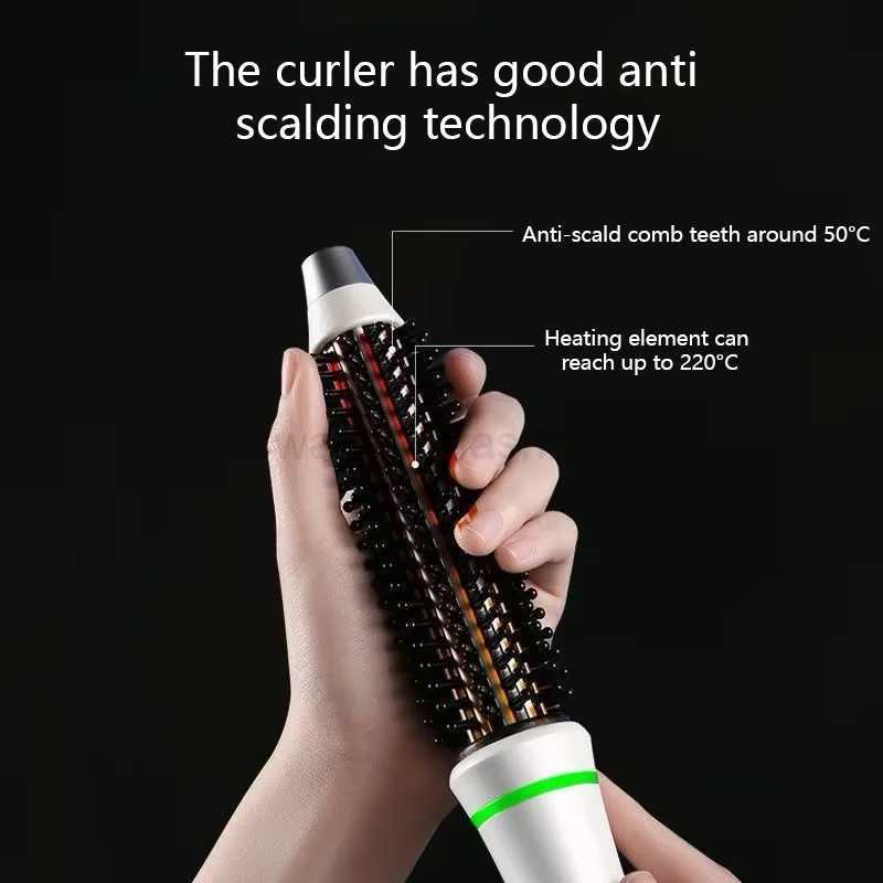 Professional Hair Curler Curling Iron Tourmaline Ceramic Hot Brush Hair Straightening Brush LCD Display Hair Styling Curly ToolsB240719