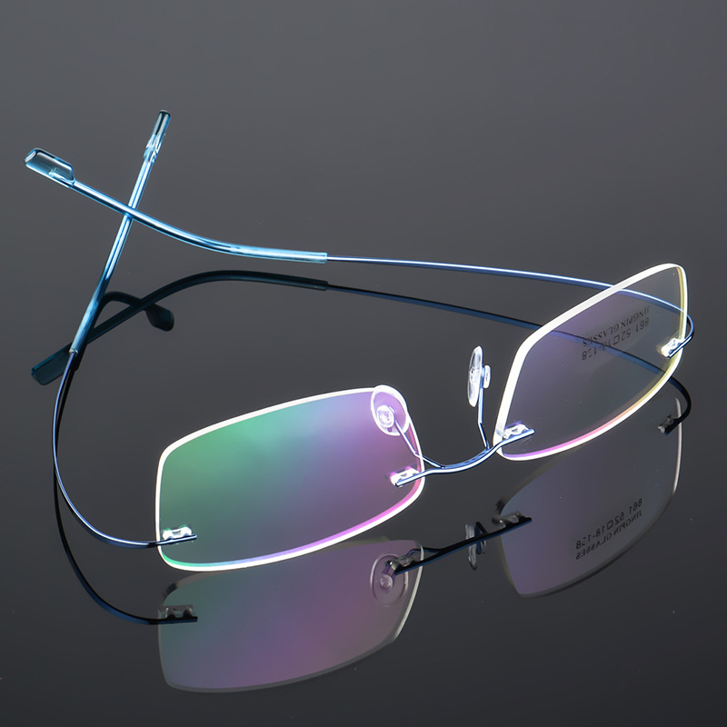 Business Ultra Light Titanium Alloy Super Elastic Metal Danyang Glasses Frame Myopia Rimless Glasses Frame Box Glasses 861
