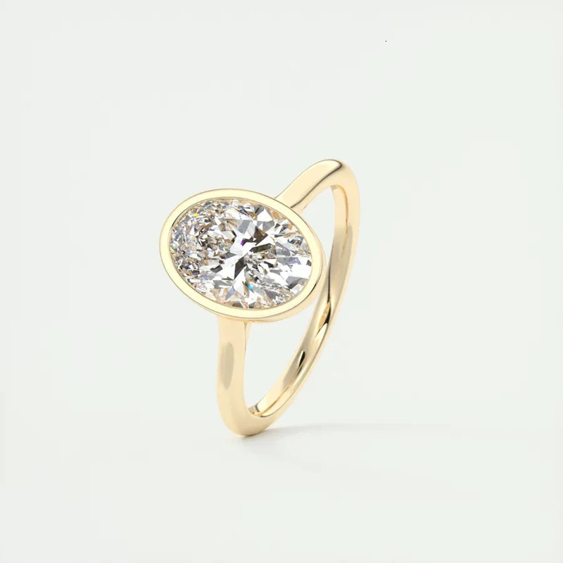 Original 925 Sterling Silver Solitaire Ring Oval Cut 5A Zirconia Lab Diamond 14k Gold Plated Wedding Engagement Ring Jewelry 240712