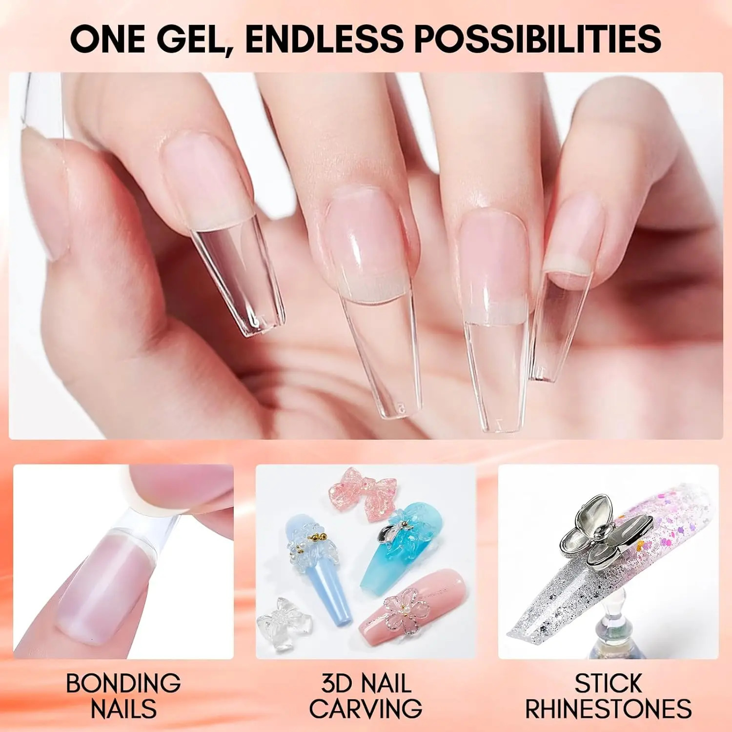 Makartt solid nail gel is used for acrylic nail tip glue gel curing needs UV curing for pressing on false nails 240703