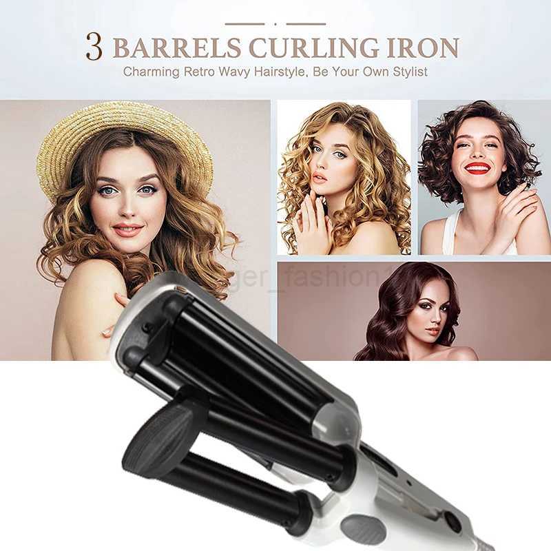 Mini Triple Barrel Hair Curler Professional Curling Iron Ceramic Hair Waver Iron Electric Curling Salon Wave Roller Hair StylingB240719