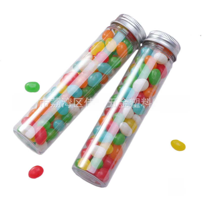 Spot supply of 110ml PET candy bottle transparent plastic flat bottom test tube