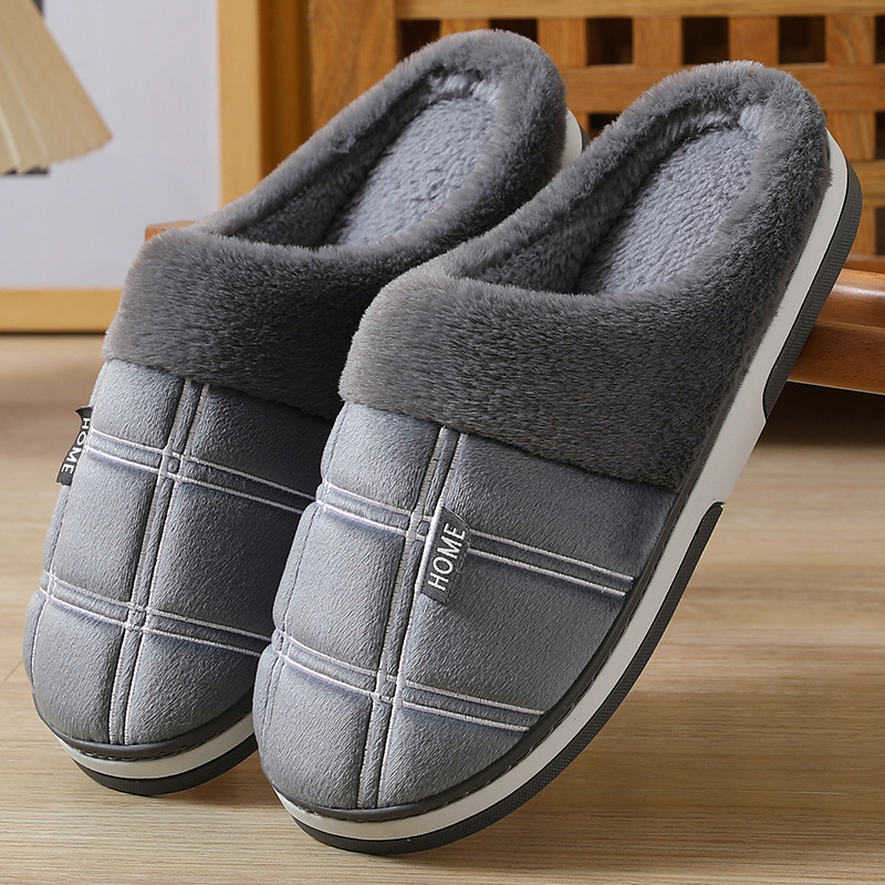 Oversized Warm Cotton Slippers Men's Winter Indoor Slides | Large Sizes 48-51