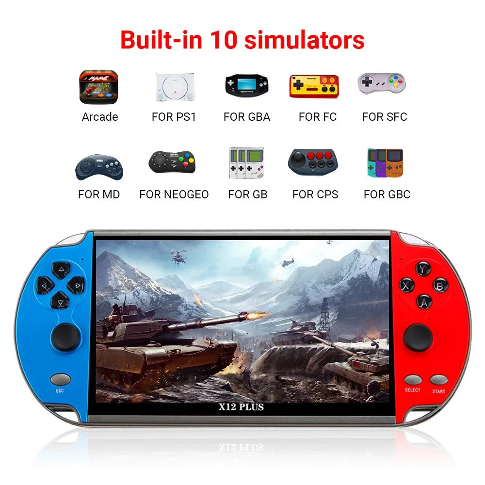 X7/X12 PLUS video game console 5.1/7-inch high-definition screen portable handheld game console with built-in 10000classic game consoles 240715