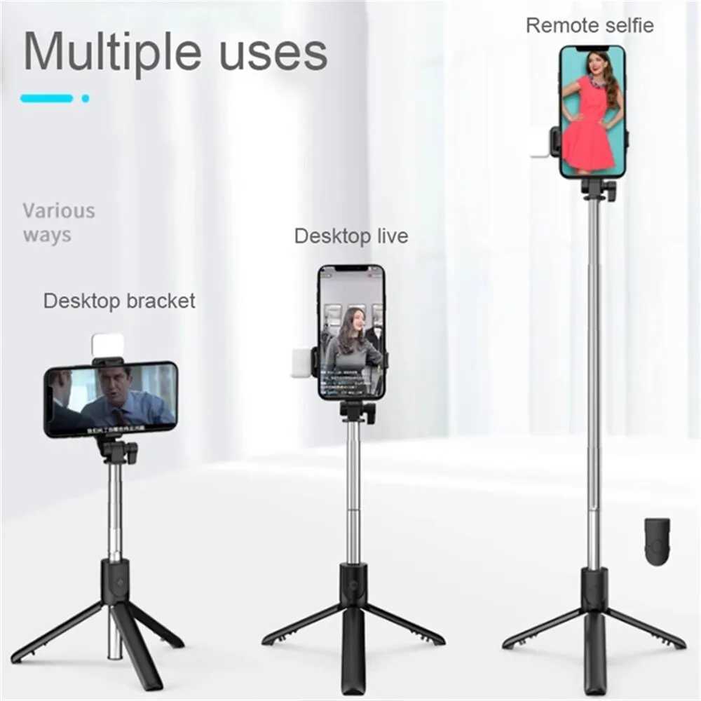 with Fill Lamp Foldable Wireless Selfie Stick Bluetooth Remote Shutter Tripod 360 Rotation for Youtube Tiktok Live Fill LightM240719
