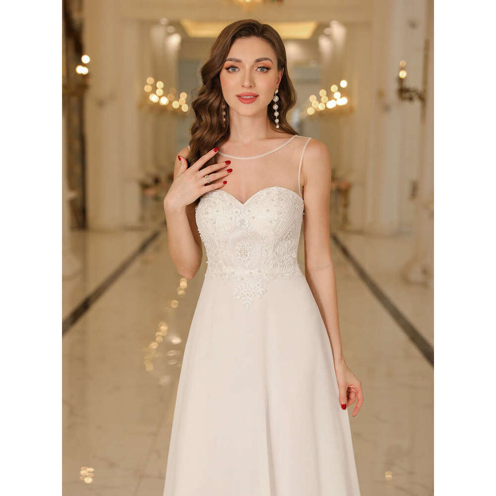 Chiffon Ivory Evening Dresses 2024 Elegant Appliques Pearls A Line Prom Formal Ocn Party Gowns For Bride Vestido De Fiesta