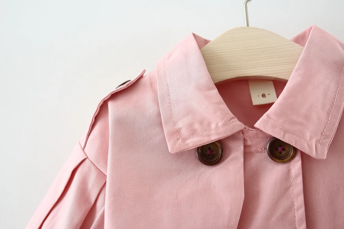 Childrens Clothing Girls Coat Kids Jacket Childrens Spring Autumn Korean Style Cute Long Trench Baby Girls Windbreaker 240711