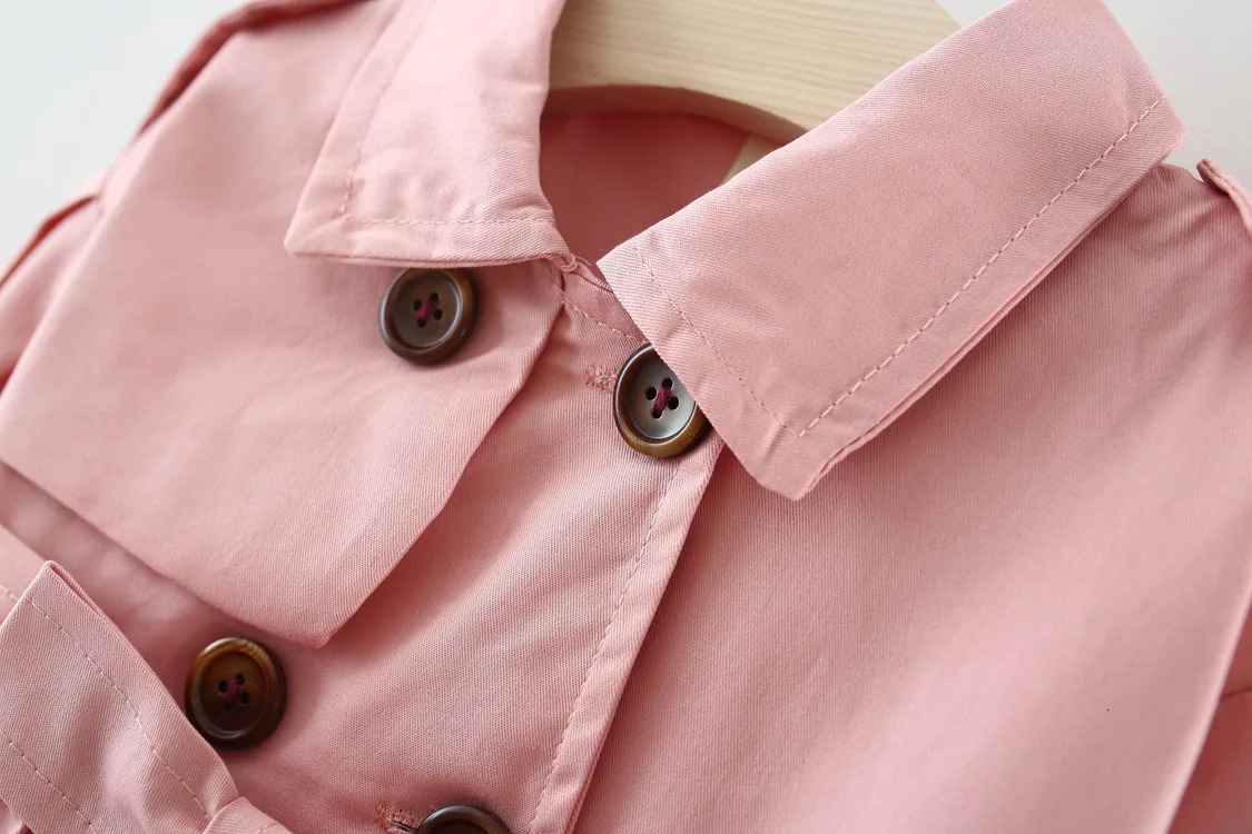 Childrens Clothing Girls Coat Kids Jacket Childrens Spring Autumn Korean Style Cute Long Trench Baby Girls Windbreaker 240711