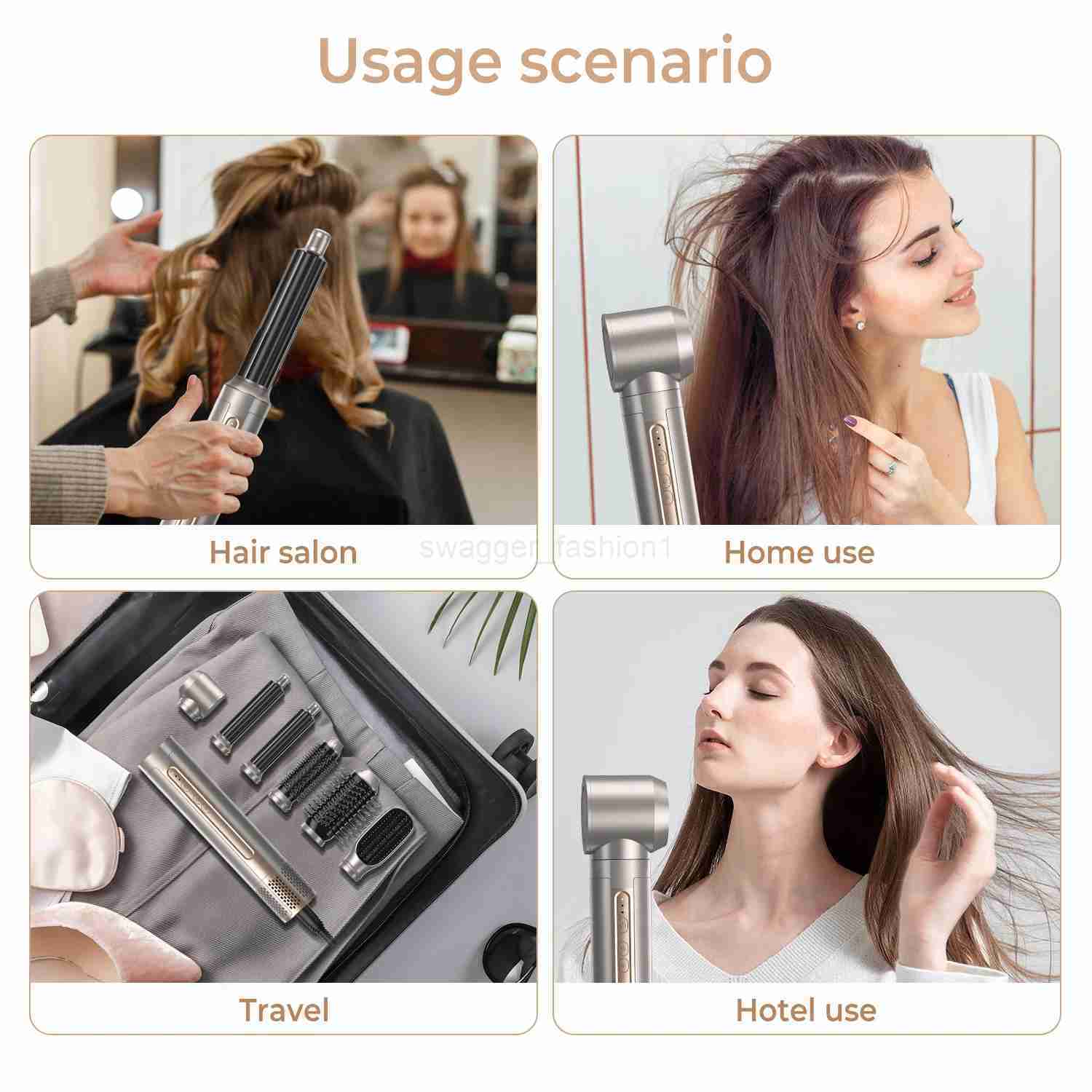 Hair Dryer Brush 6 in 1 Hot Air Brush Blow Dryer Brush in One with Volumizer Detachable Styler for Straightening Hair CurlingB240719