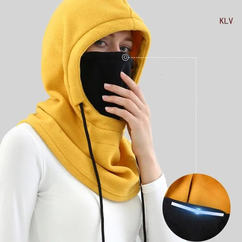 Cycling Hat Ski Winter Windproof Hat Outdoor Sports Bib Cold Padded Hoodies Mask Fleece Warm Hat Driving Neck Guard Hat 240712