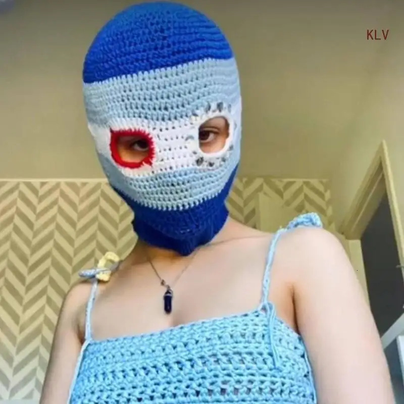 Novelty Full Face Cover Hat Knit Balaclava Cap for Women Girl Winter Warm Hat Adult Halloween Costume Role Playing Cap 240712