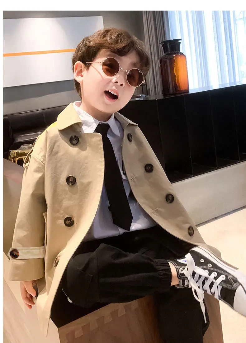 Fashion Baby Girl Boy Trench Toddler Teen Child Windbreak Jacket Long Autumn Spring Child Dust Coat Baby Outwear Clothes 3-10Y 240711