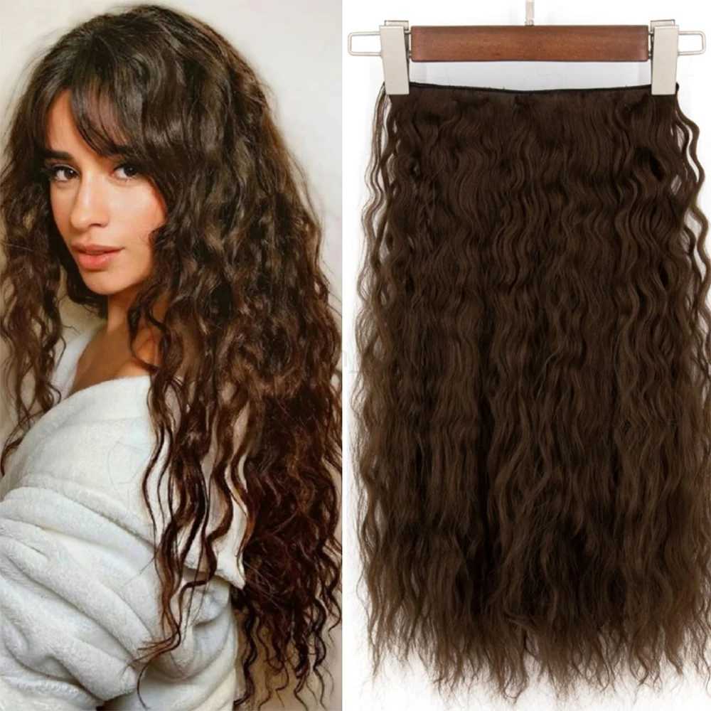 Merisihair synthetic one-piece 5-clip long curly clip hair water wave blonde black 24 suitable for female hairX240719