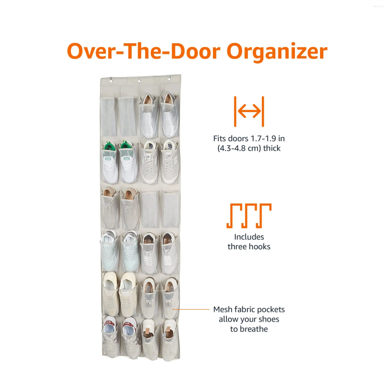 Storage Boxes 24/28 Large Mesh Pockets Wall Hanging Shoe Organizer Rack Over The Door Fabric Cabinet Closet Sundries Bag
