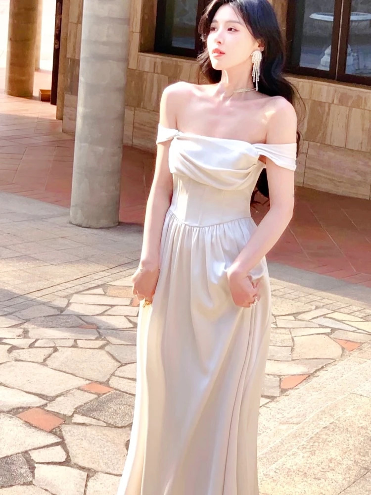 Elegant Wedding Evening Party White Dress Women France Vintage Princess Dresses Formal Occasion Vestidos Korean Chic Clothes 240712