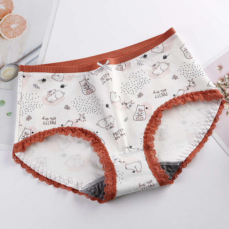 New Lace Edge Mid Waist No Trace Underwear Women's Cotton Triangle Pants Panties Calecon Lingerie Women Underwear Calzoncillos Underwears Woman U