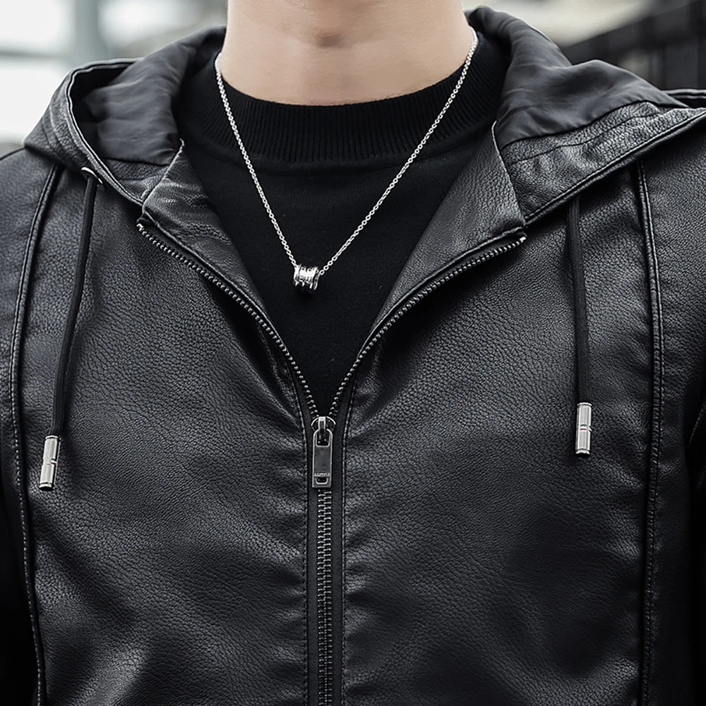 American PU leather coat male spring and autumn British mens high-grade motorcycle suit cargo leather jacket 240716