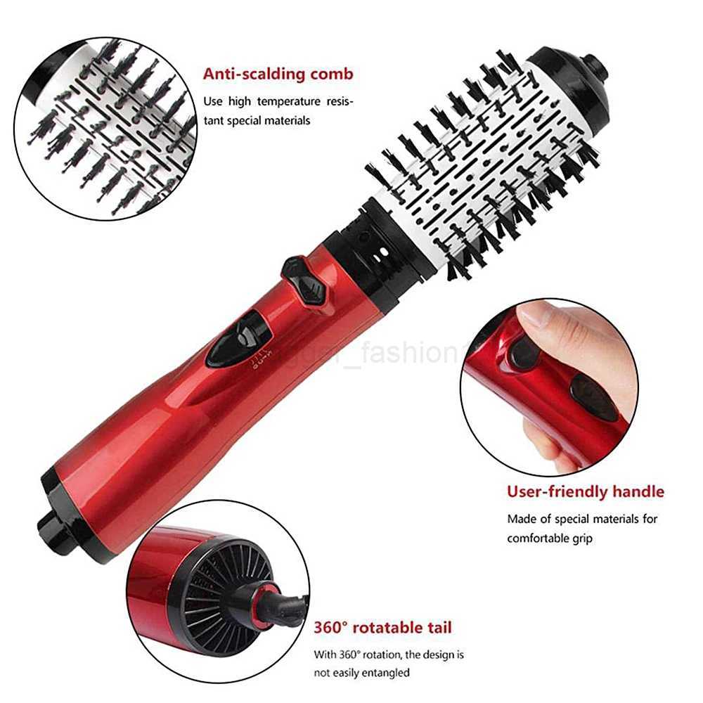 3 In 1 Rotating Electric Hair Straightener Brush Hair Curler Hair Dryer Brush Hot Air Comb Negative Ion Hair Styler CombB240719