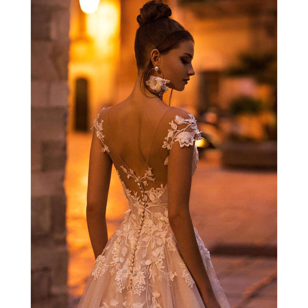 Romantic Dresses For Women 2023 Off The Shoulder Backless Lace Appliques Boho Wedding Gown Vestidos Novia Robe De
