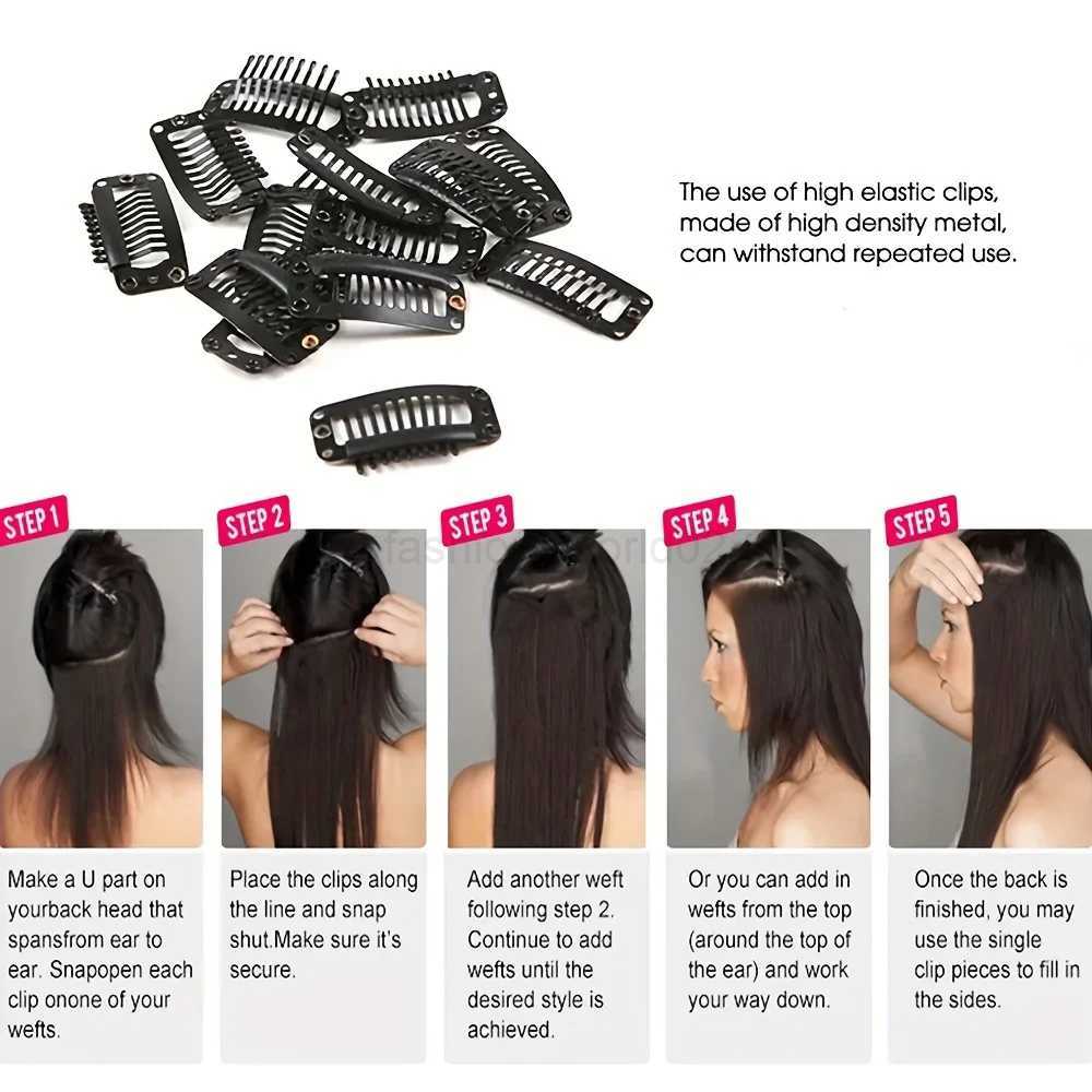 Synthetic long curly wavy hair 16 clip heat-resistant synthetic fiber hair ExtensionX240719