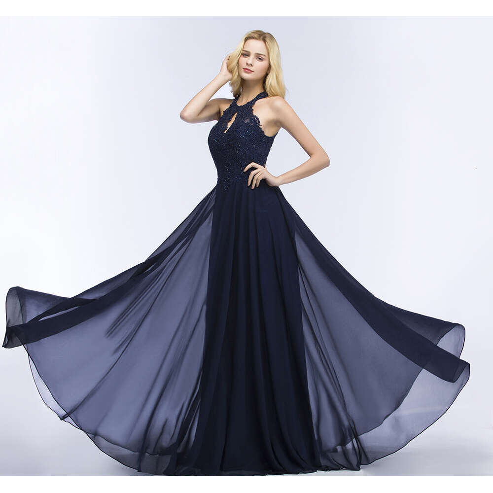 Chiffon Elegant Dress Women A-line Halter Jersey Fishtail with Beaded Motif Layers Over the Bodice Evening Party Gowns