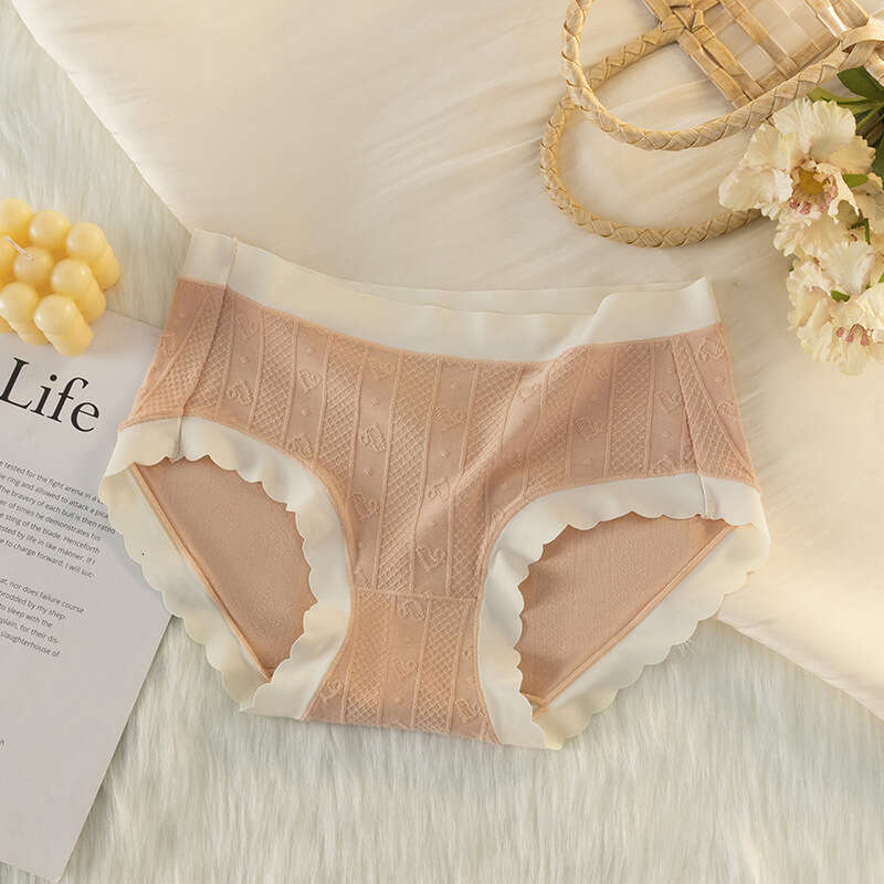 Elegant Jacquard Fresh with Lace and No Trace Underwear, Women's Naked Feeling Breathable Girl's Underwear Women Underwear Calecon Underwear