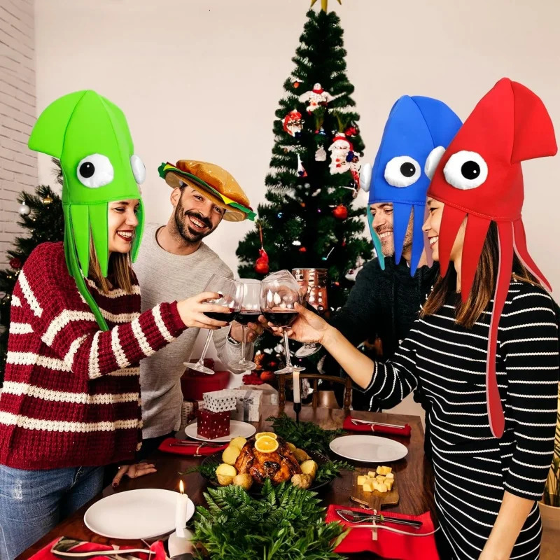 Funny Hats for Adults Squid Octopus Hat for Halloween Christmas Food Costume Party Supplies 240715