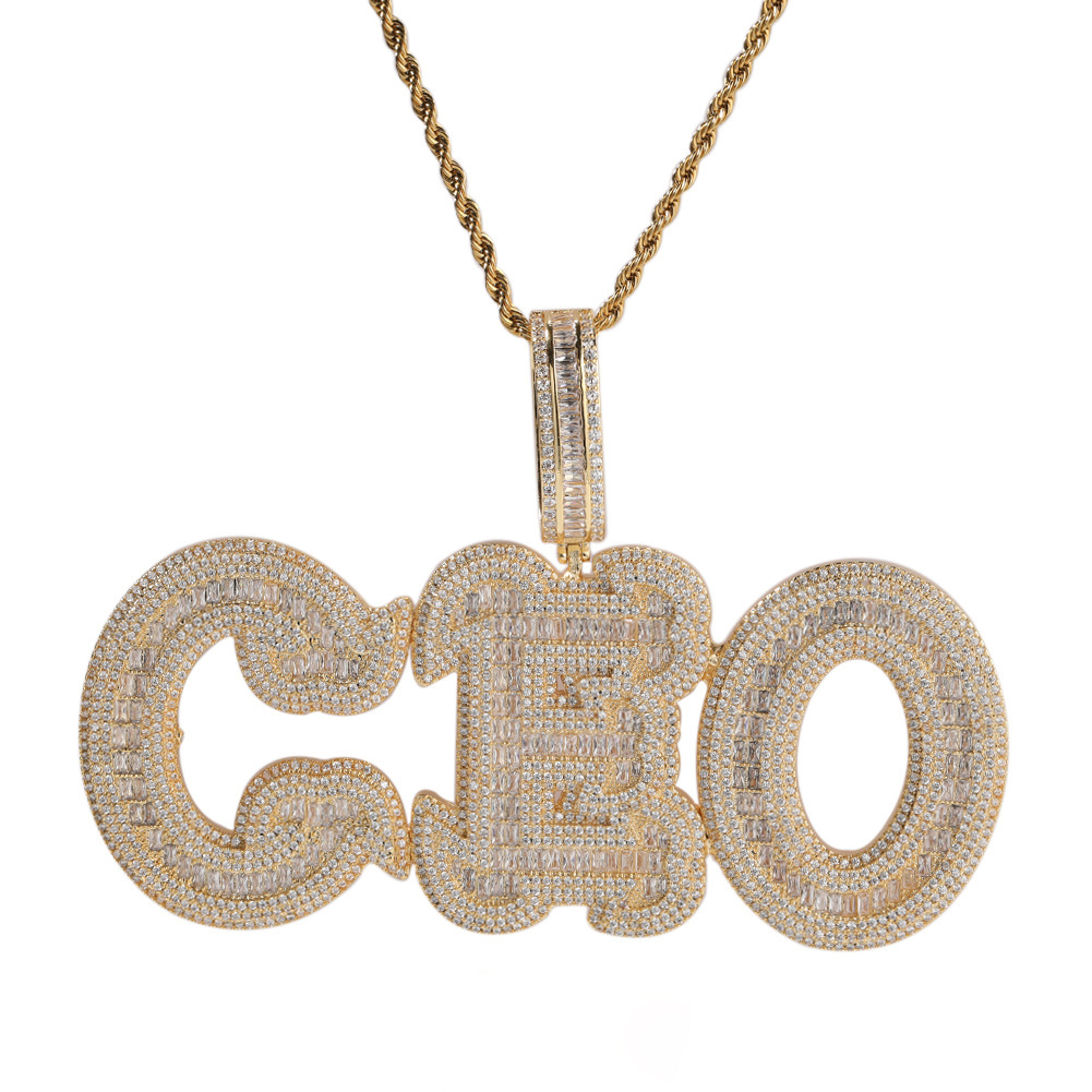 Hip Hop A-Z Custom Name Letters Pendant Necklace 5A T Zircon Women Mens Jewelry