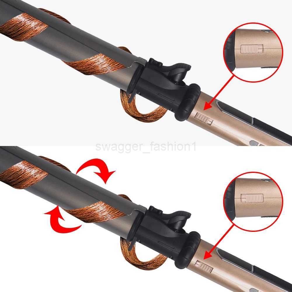 Diameter Size Styles Professional Nano Titanium Hair Curler with LED Digital Black+Gold Color Automatic Rotating Curling IronB240719Bs240720