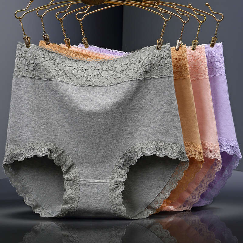 Pure High Waisted Lace Seamless Triangle Pants Pure Cotton Women's Underwear Headband Panties Women Underwear Calzoncillos Underwears Woman Calec