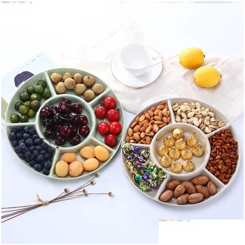 Dishes & Plates 1 Pc 6-Artment Food Storage Tray Dried Fruit Snack Plate Appetizer Serving Platter For Party Candy Pastry Nuts Dish Dr Dhpzs