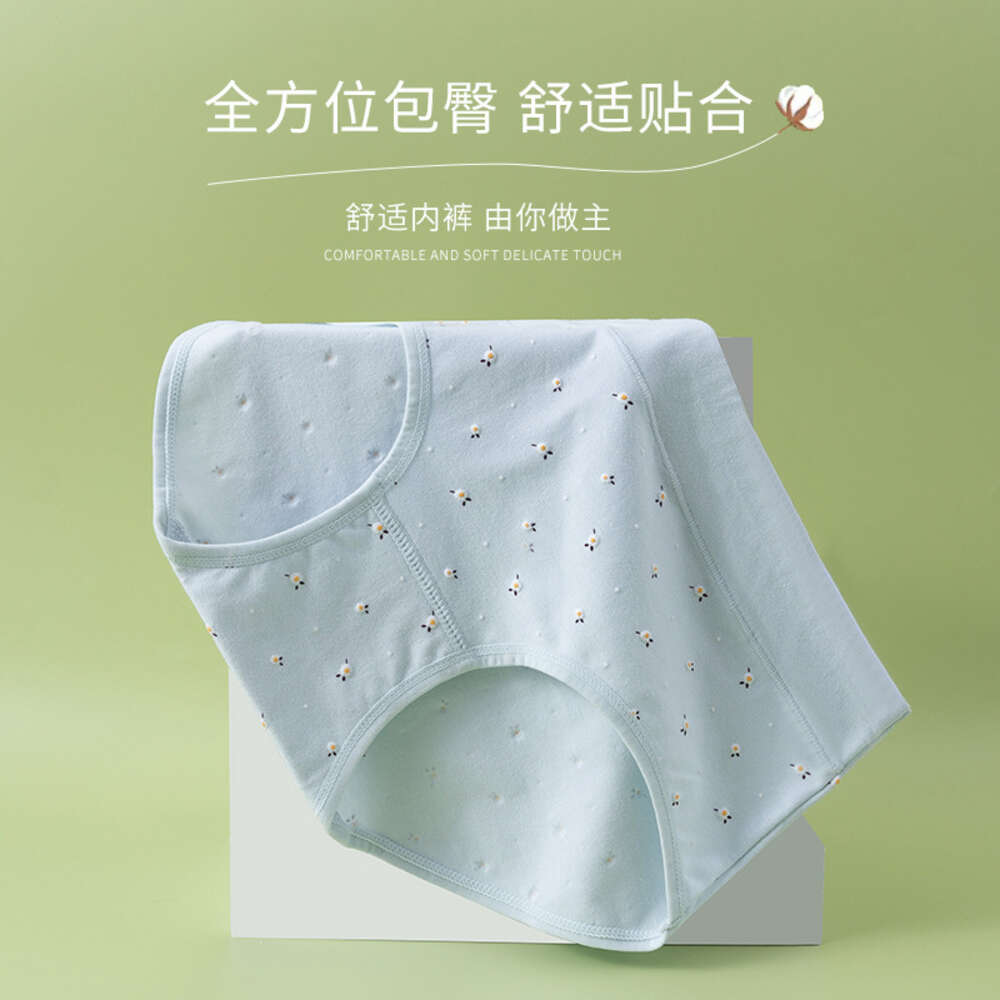 Graphite Mid Waist Pure Cotton Antibacterial Women's Triangle Pants Printed with Morandi Color Underwear for Women Underwears Woman Lingerie Wome