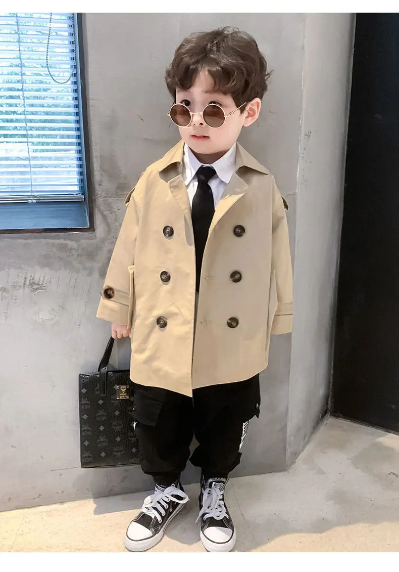Fashion Baby Girl Boy Trench Toddler Teen Child Windbreak Jacket Long Autumn Spring Child Dust Coat Baby Outwear Clothes 3-10Y 240711