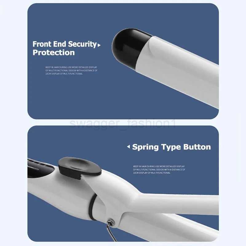 Professional White Ceramic Large Wave Curler Nanometre 25Mm Auto Spin Rotating Hair Curler Curling Wand Iron Styling ToolB240719