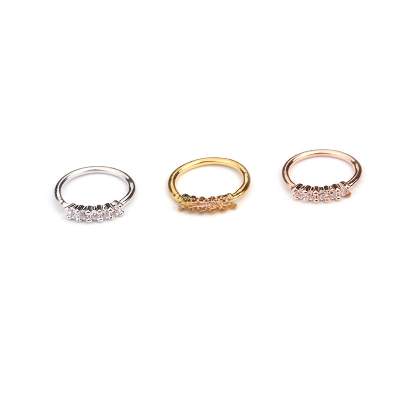 Europe and the United States cross-border micro-inlaid zircon flower nose ring nose nail piercing jewelry