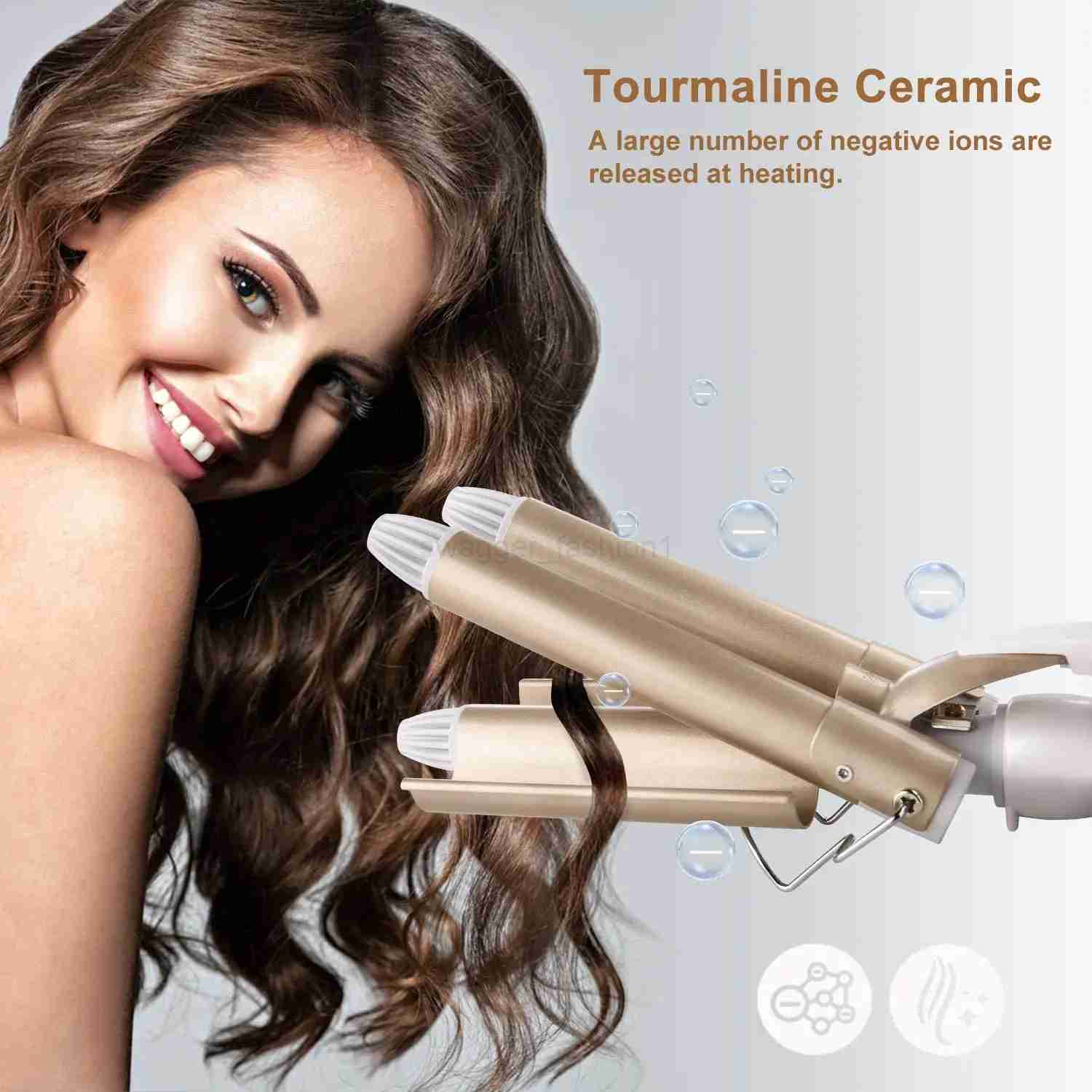 22mm Triple Barrel Hair Curling Iron Ceramic Hair Curler Professional Hair Waver Tongs Styling Tools for All Hair TypesB240719
