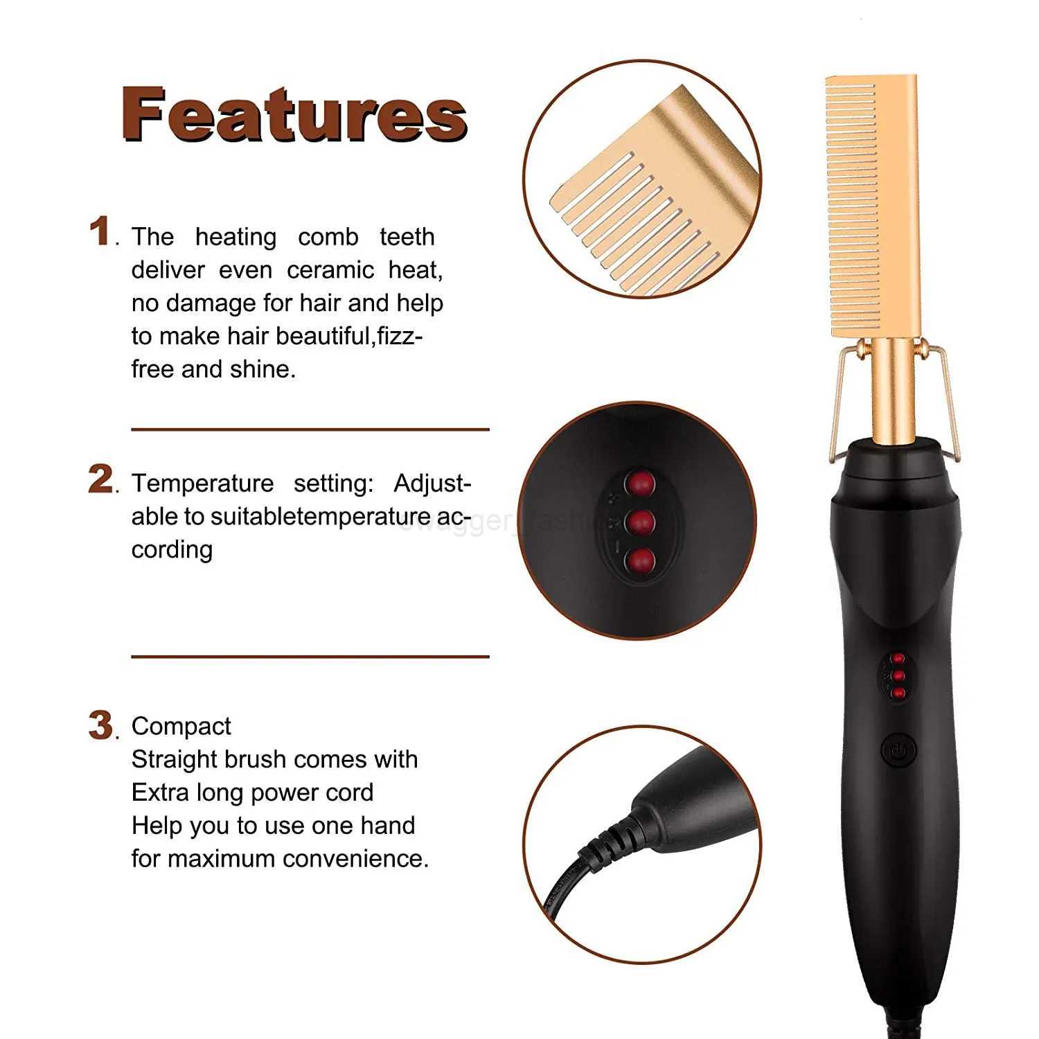 Hot Comb Hair Straightener 2 in1 Fast Heating Straightener And Curling Iron Heated Press Comb Flat Irons Styler Corrugation ToolB240719