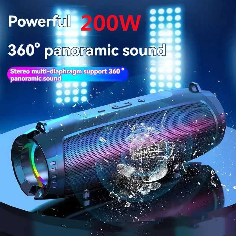 200W High Power Bluetooth Speaker Wireless Soundbox Outdoor Portable Subwoofer Waterproof PC Column Music Player with FM TF CardM240719