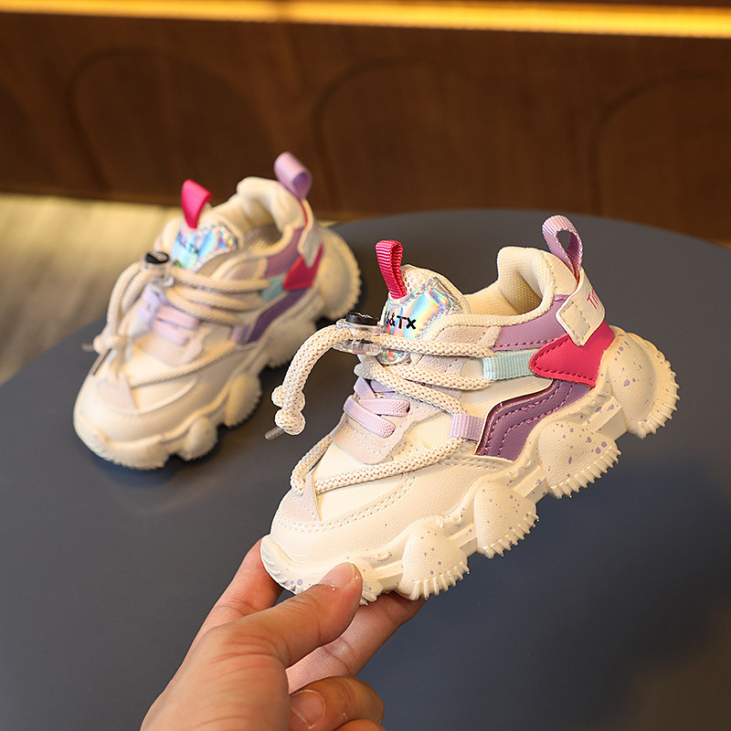 Children's boys' sports girls' leather running small and medium-sized children's casual shoes, baby walking shoes trend C260130