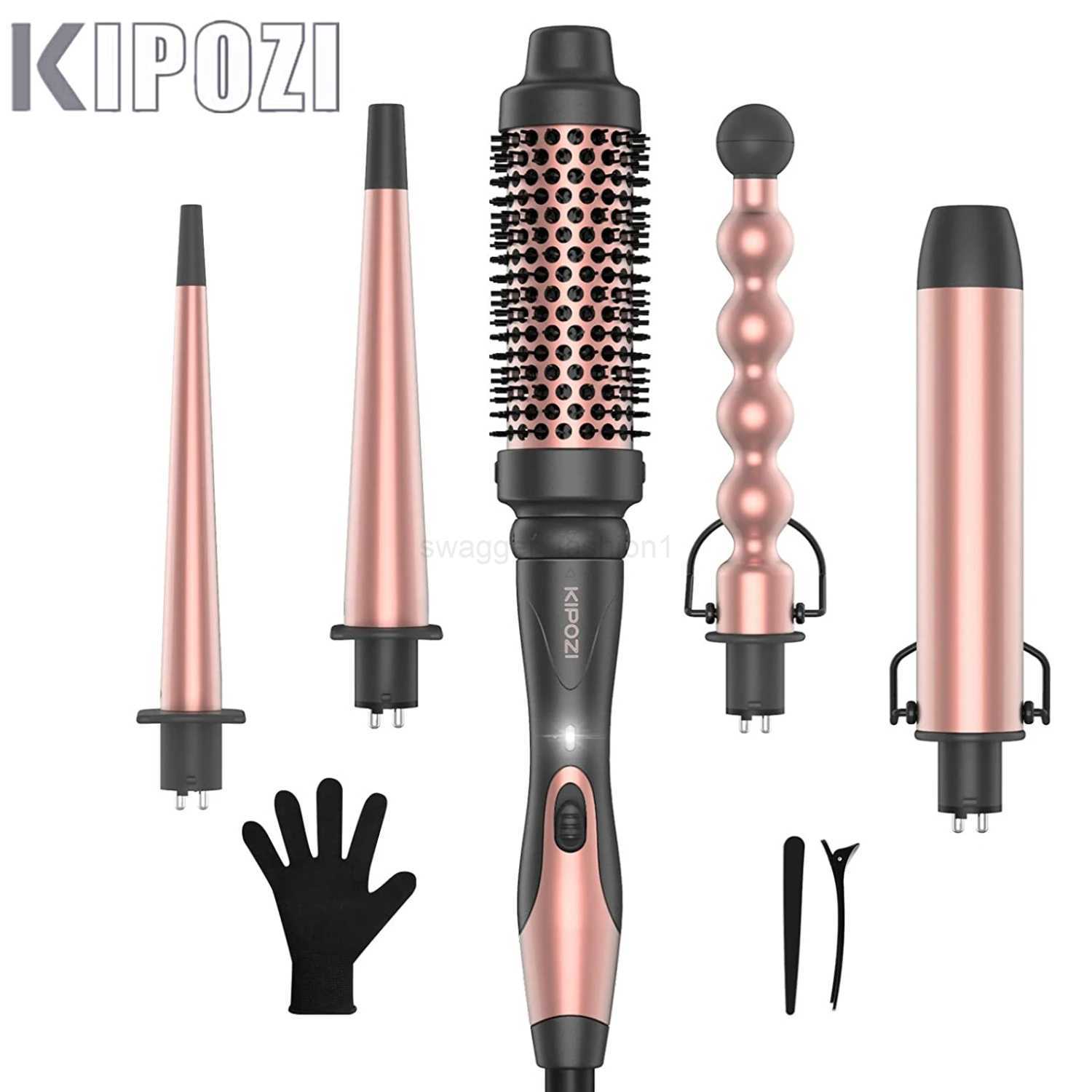 KIPOZI Professional Curling Iron 5-in-1 Hair Tools Instant Heating Electric Curling Iron Hot Air Brush Ceramic Barrels for WomanB240719