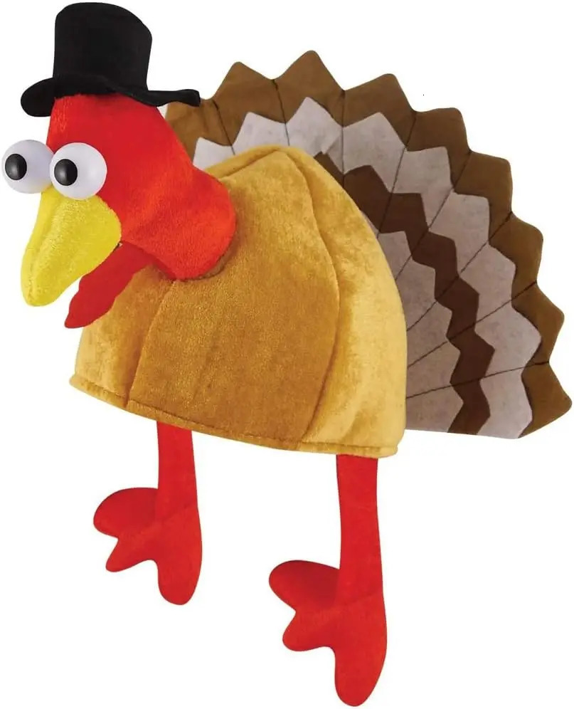Plush Turkey Thanksgiving Hat With Head Legs And Tail Fancy Dress AccessoryThanksgiving Party Costume Outfit and Dress 240715