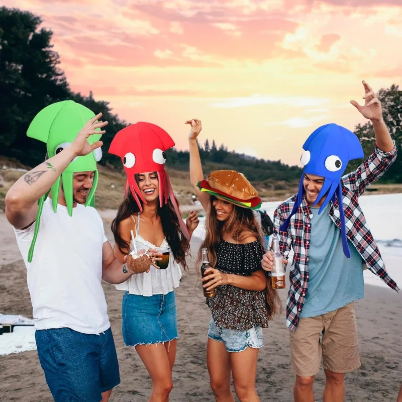 Funny Hats for Adults Squid Octopus Hat for Halloween Christmas Food Costume Party Supplies 240715