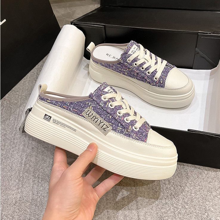 CCA-Limited Time Offer-Platform Half Slippers Wear Outside 2023 Fashion Flatform Heelless Little White Shoes XZ-2346
