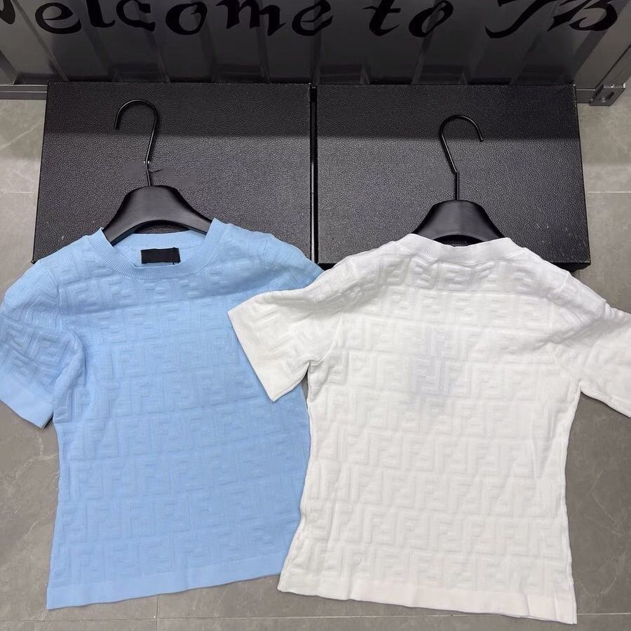 2024 New Designer pullover sweater Women's knitwear sweater fashion pullover colorful jacquard letter short sleeve pin top sweater