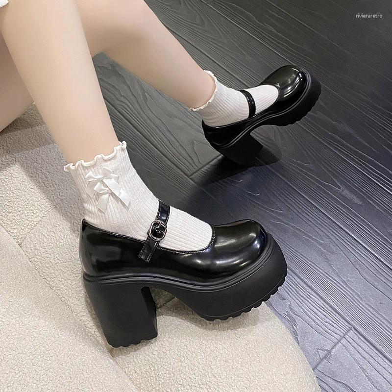 Dress Shoes White Chunky Platform Mary Janes Women 2024 Buckle Strap Super High Heels Pumps Woman Patent Leather Thick Heeled Party