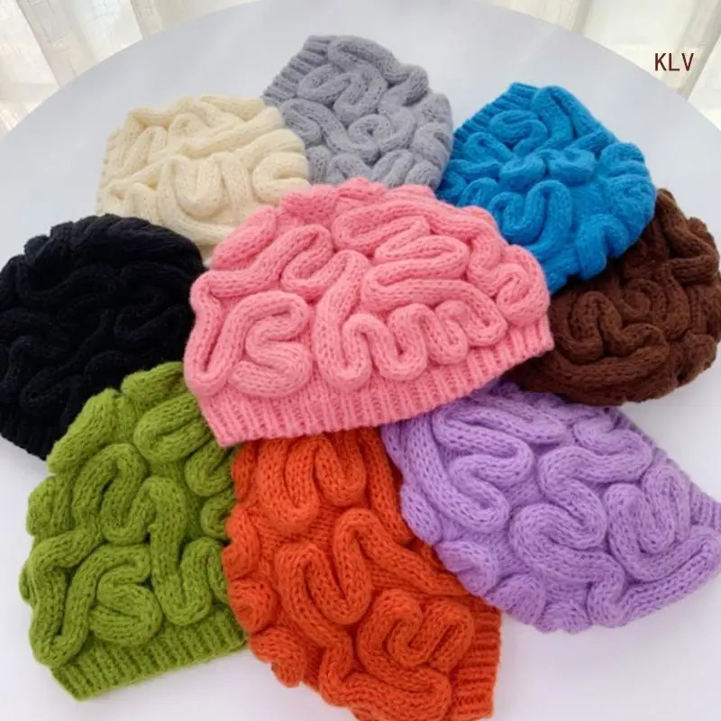 Novelty Hat for Girls Knit Hat Spoof Beanie Hat Outdoor Activity Skull Hat Windproof Breathable Bonnet Headgear 240712