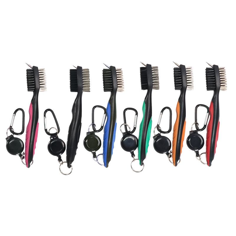 Multi-Purpose Double Sided Golf Club Cleaner Tool with Triple Use Functionality