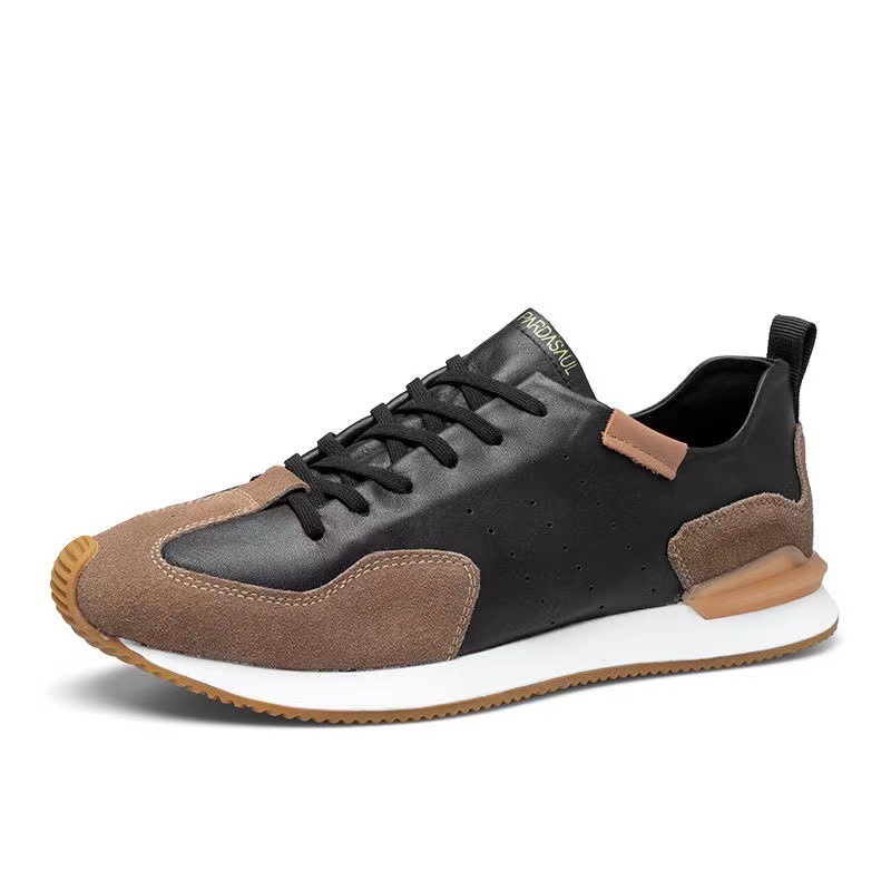 Leather Men's Sneakers High Quality Fashion Casual Shoes Rubber Thick Bottom Low-Top Outdoor Comfortable Mans Walking Footwear